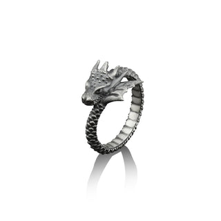 Dragon Handmade Sterling Silver Band Ring For Men, Dragon Mythology Unique Animal Ring, Dragon Silver Jewelry, Huge Serpent Ring, Men Gift
