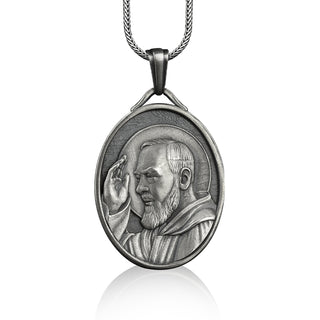 St padre pio art christian necklace for family, Saint pio of pietrelcina necklace, Personalized pendant with custom name