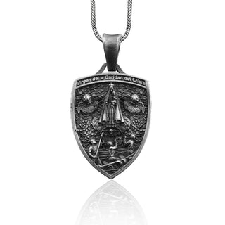 Virgen De La Caridad Del Cobre Handmade Sterling Silver Charm Necklace, Virgin Mary Men Jewelry, Our Lady of Charity Pendant, Christian Gift