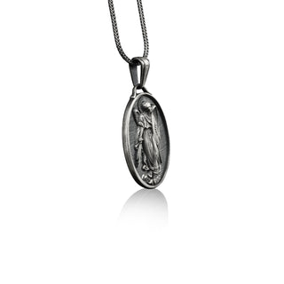 Archangel st michael christian necklace in silver, Personalized necklace for catholic, Religious gift necklace for mama