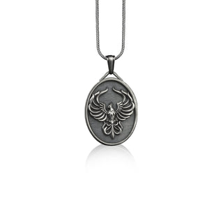 Phoenix fire bird 925 silver necklace for men, Personalized necklace for boyfriend, Unique necklace for mythology lover
