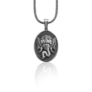 Namaste Elephant Handmade Sterling Silver Men Charm Necklace, Elephant Buddism Men Jewelry, Elephant Pendant, Animal Necklace, Memorial Gift
