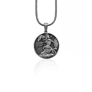The Coin of Goddess Athena Sterling Silver Men Charm Necklace, Ancient Greek Coinage Silver Jewelry, Athena Pendant, Tetradrachm Necklace