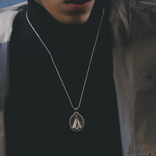 Our lady of aparecida necklace for men in sterling silver, Virgin mary pendant necklace for catholic, Christian necklace