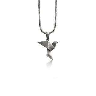 Pigeon Sterling Silver Animal Necklace, 925 Silver Origami Bird Necklace, Geometric Necklace, Nature Jewelry, Dainty Necklace, Gift For Her