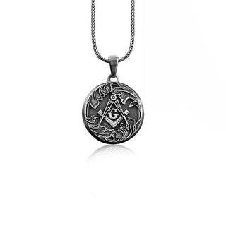 Mens Silver Mason Pendant, Masonic Silver Pendant, Large Mason G Pendant, Silver illuminati Jewelry, Gift Men Pendant, Mason Symbol Amulet