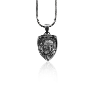 Saint Padre Pio of Pietrelcina Sterling Silver Charm Necklace, Saint Padre Pio Jewelry, St Padre Pio Pendant, Christian Catholic Necklace