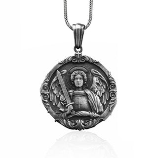 Saint Michael Handmade The Archangel Sterling Silver Men Charm Necklace, Archangel Pendant, St Michael Cristian Jewelry, Christian Necklace