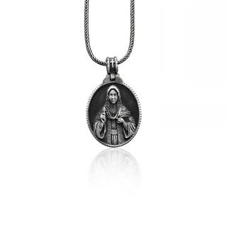 Sterling Silver Saint Tatiana Men's Necklace, Silver Saint Tatiana Medallion, Silver Christian Man Pendant, Religious Silver Gift Accessory
