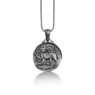 Panticapaeum Greek Coin Necklace For Mythology Lover, Antique Coin Pendant For Men, Ancient Coin Necklace in Silver, Historical Jewelry