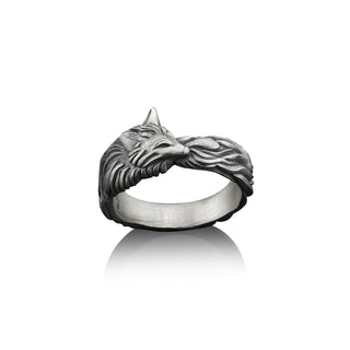 Fox Unique Design Handmade Sterling Silver Men Band Ring, Fox Silver Jewelry, Fox Silver Band, Animal Ring, Minimalist Ring, Gift For Men