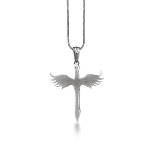 St Michael the archangel sword pendant necklace for men, Unique archangel Michael mens silver necklace for husband