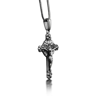 INRI Crucifix Necklace For Christian, Crucifixion of Jesus Catholic Necklace, Sterling Silver Cross Necklace For Dad, Faith Necklace For Mom