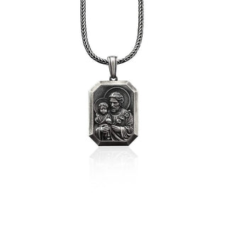 Personalized Saint Joseph Men's Necklace, Saint Joseph Religious Man Pendant, Religious Men Medallion, Persanlized Christian Unisex Necklace