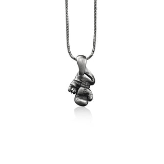 Boxing gloves sterling silver necklace for men, Cool mens sports necklace for boyfriend, Fighter necklace for husband