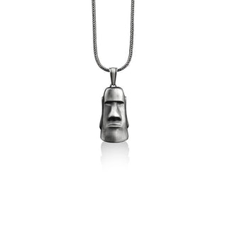 Moai Head Silver Antique Necklace, Sterling Silver Pagan Necklace, Minimalist Necklace, Best Friend Necklace, Dainty Necklace, Sympathy Gift