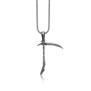 Scythe Pendant Silver Necklace, Unique Sickle Necklace, Sterling SilverMen Necklace, Necklace Gift for Men, Best Friend Gift, Memorial Gift