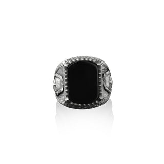 American indian signet black onyx gemstone silver ring for men, Native americans jewelry, Sterling silver cushion rings for men, Man jewelry