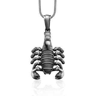 Scorpion  Sterling Silver Charm Necklace for Men, Scorpio Zodiac Sign Jewelry, Scorpion Pendant, Animal Men Necklace, Scorpio Birthday Gift