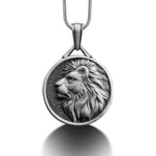 Maned Lion Personalized Necklace, Sterling Silver Leo Zodiac Necklace, Animal Necklace, Engraved Necklace, Astrology Necklace, Birthday Gift