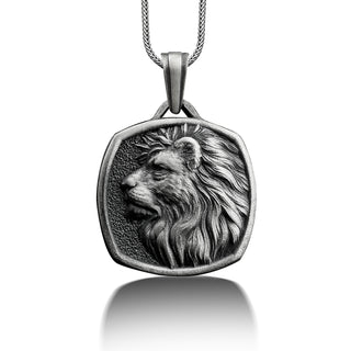 Lion 925 Silver Personalized Necklace, Silver Leo Zodiac Necklace, Customizable Necklace, Engraved Necklace, Animal Necklace, Birthday Gift