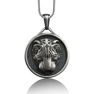 Tiger head pendant in 925 silver, Personalized animal necklace for boyfriend, Tiger necklace for son, Silver cat gift