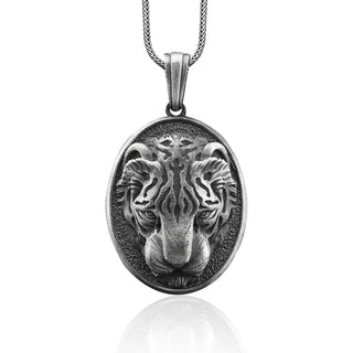 Asian Tiger Handmade Sterling Silver Men Charm Necklace, Wild Cat Silver Jewelry, Asian Tiger Pendant, Animal Necklace, Minimalist Necklace