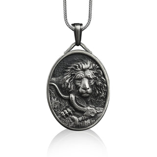 Lion king pendant necklace in sterling silver, Personalized animal necklace for bestfriend, Leo zodiac sign necklace