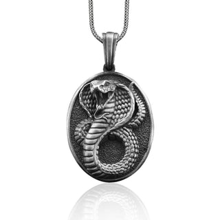 Cobra Handmade Sterling Silver Men Charm Necklace, Cobra Silver Men Jewelry, Snake Silver Pendant, Animal Necklace, Best Friend Necklace