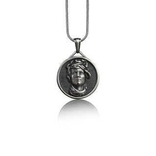 925 Silver Medusa Charm Necklace, Greek Mythology Medusa Pendant, Round Personalized Gorgon Medusa Madellion, Men Medusa Necklace, Best Gift