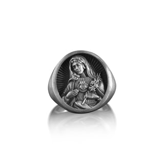 925K Sterling Silver 3D Jesus Men Ring, Engraved Jesus Christ Ring, Religious Statement Ring, Oxidized Silver Catholic Ring, Christian Ring