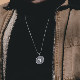 Leonidas helmet and shield pendant necklace for men sterling silver, Greek mythology warrior necklace, Engraved necklace