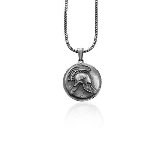 Spartan Helmet Handmade Silver Necklace, Spartan Helmet Silver Men Jewelry, Spartan Helmet Sterling Silver Pendant, Ancient Greece Men Gift