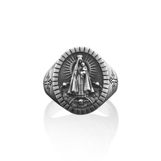 Virgen de la Caridad del Cobre Ring for Men, Silver Virgin Mary Ring, Holy Mother Silver Ring, Silver Religious Jewelry, Gift Ring for Mens