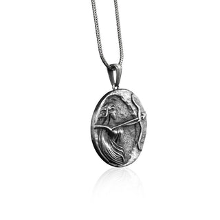 Artemis Charm Necklace in Sterling Silver, Collectable Medallion, Handmade Pendant Necklace Gift, Greek Mythology Goddess Necklace, Men Gift