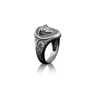 Greek Medusa 925 Silver Handmade Men's Ring, Medusa Sterling Silver Men's Signet Ring, Mythology Gorgon Medusa Boho Ring, Gift For Him / Her