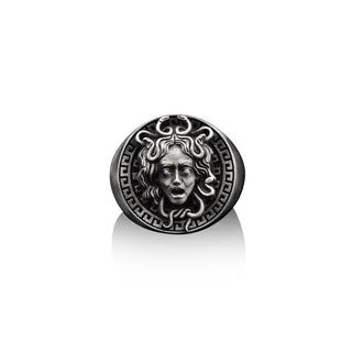 Gorgon Medusa Handmade Silver Signet Ring, Medusa Head Sterling Silver Men Jewelry, Greek Mythology Gift, Silver Ancient Greece Silver Gifts