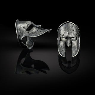 Mens Spartan Ring, Oxidized Men Ring, Spartan Helmet Ring, Silver Spartan Rings, Silver Helmet Ring, Men Gift Ring, Silver Spartan Jewelry