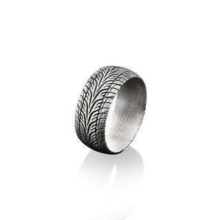 Race Tyre Handmade Sterling Silver Men Band Ring, Fashionable Wedding Ring, Stylish Wedding Band, Ornament Ring, Biker Ring, Minimalist Ring