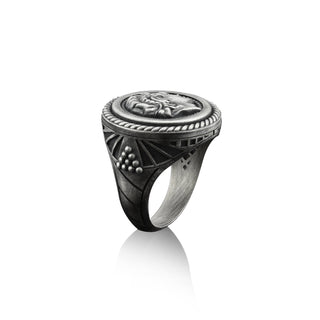 Alexander The Great Handmade Sterling Silver Signet Ring, Greek Mythology Signet Man Ring, Alexander The Great Men Jewelry, Ring For Men