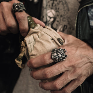 Gorgon Medusa Handmade Sterling Silver Men Biker Ring, Greek Mythology Ring, Medusa Gothic Ring, Gorgon Medusa Silver Jewelry, Ring For Men