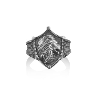 Guardian Lion Pinky Ring for Men in Sterling Silver, Zodiac Leo Jewelry For Men, Oxidized Lion Ring, Pinky Lion Ring, Silver Mens Gift Ring