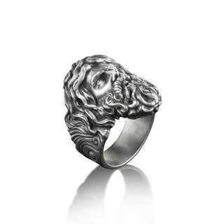 Zeus sky god ancient greek ring for men in silver, Fantasy mens ring in oxidized sterling silver, Greek mythology ring, Unusual ring for men