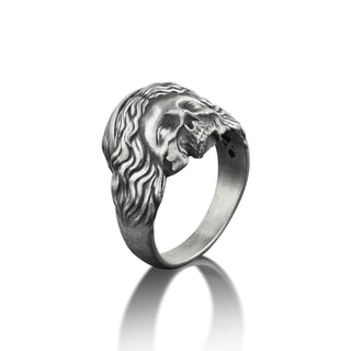 Aphrodite Extraordinary Gothic Ring, Greek Mythology Skull Ring in Sterling Silver, Roman Mythology Goddess Venus Ring For Men, Male Ring