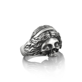 Aphrodite Extraordinary Gothic Ring, Greek Mythology Skull Ring in Sterling Silver, Roman Mythology Goddess Venus Ring For Men, Male Ring