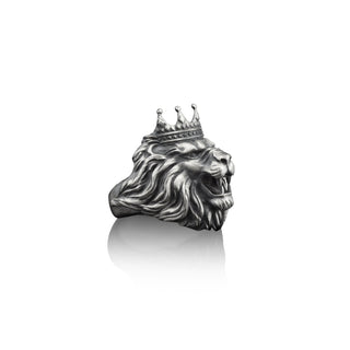 Lion king sterling silver mens ring for husband, Leo zodiac sign ring for men, Strength ring for male, Masculine ring
