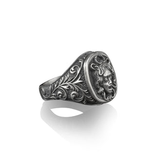 Gorgon Medusa Head Ring, Greek Mythology, Sterling Silver Square Signet Ring, Pinky Rings for Women, Men's Gold Signet Ring, Mythology Lover