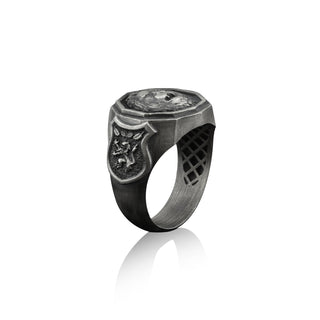 Handmade Wild Lion Symbol Ring For Men in Sterling Silver, Lion Animal Ring, Leo Zodiac Sign Ring, Leo Astrology Jewelry, Jewelry For Men