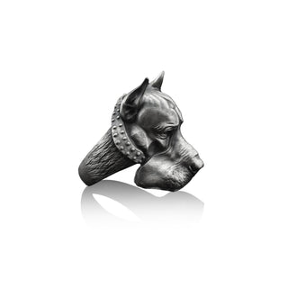 Doberman sterling silver mens ring for boyfriend birthday gift, Unique statement ring for men, Cool mens fashion ring