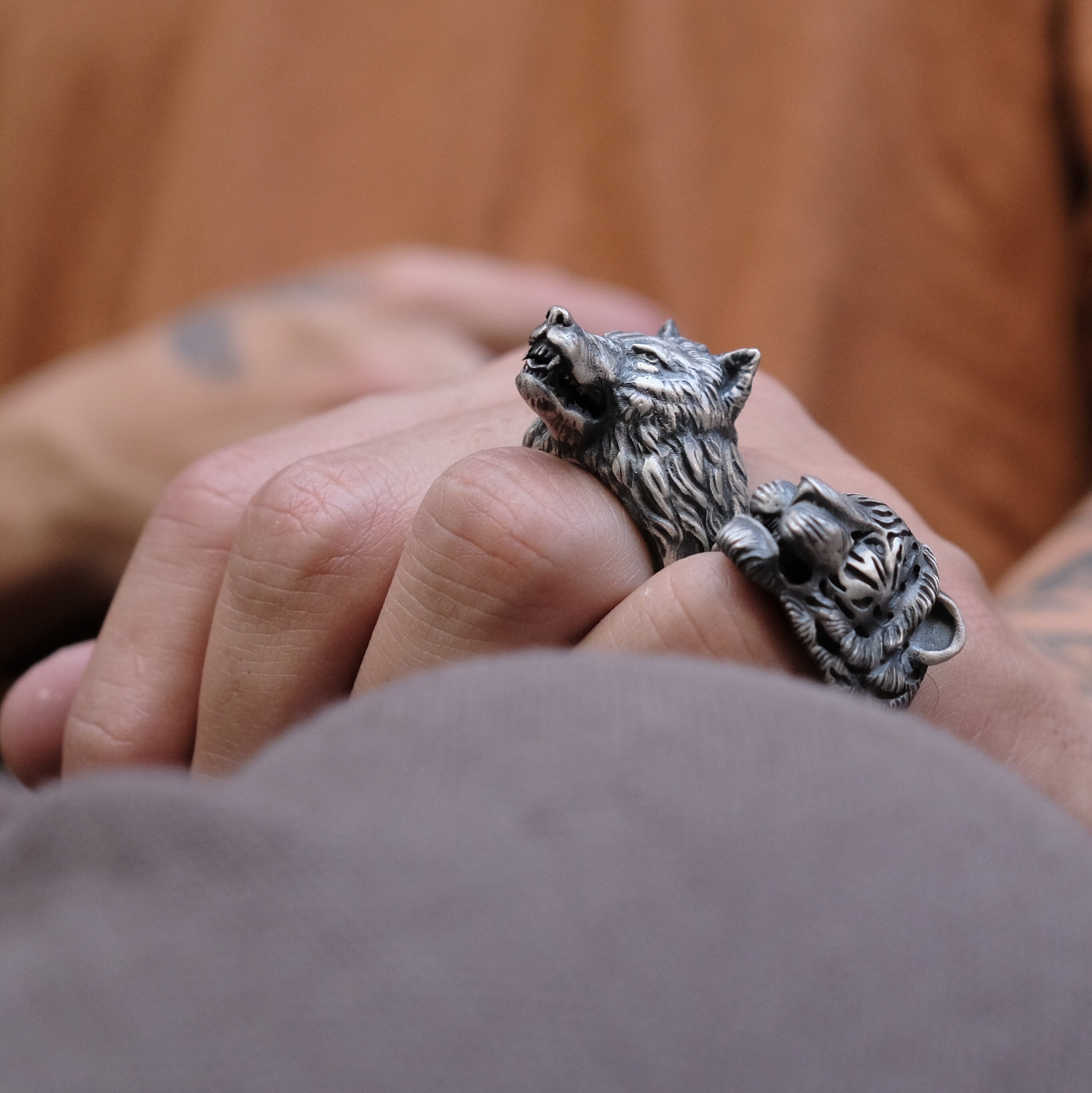 Asian 2024 Tiger Handmade Sterling Silver Men Ring, Wild Cat Animal Ring, Asian Tiger Silver Men Jewelry, 3D Tiger Head Biker Ring, Ring For Men